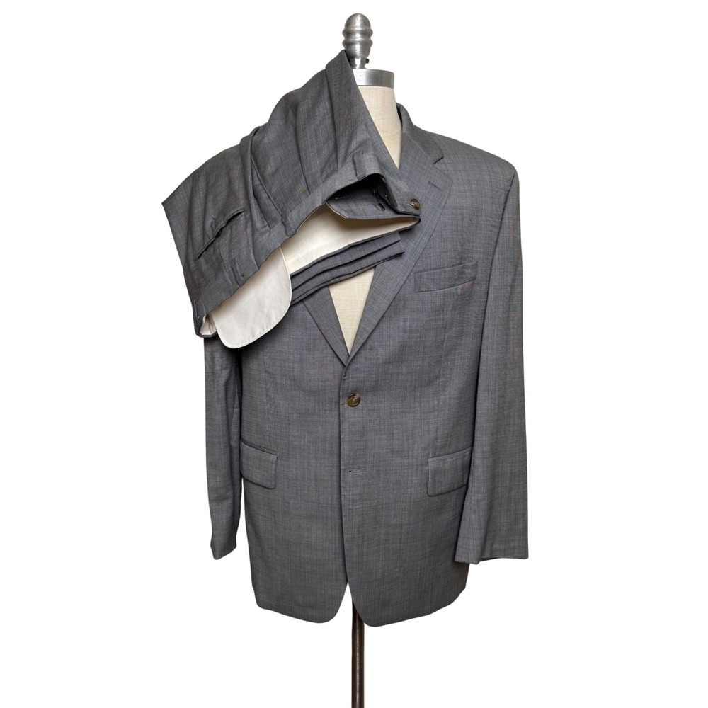 VTG Chaps Ralph Lauren Mens Grey Wool Cashmere 2 Button Suit 43R Made in Canada